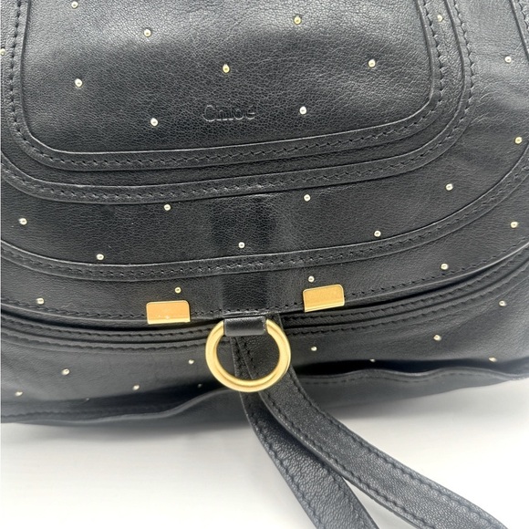 Chloe Medium Black Leather Studded Marcie Convertible 2way Satchel Ltd Edition - Picture 2 of 16